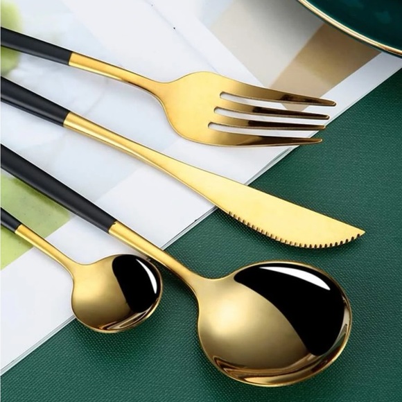 - 24-Piece Gold Silverware Set Gold Utensils Set for 6, Gold Spoons… - Picture 7 of 16